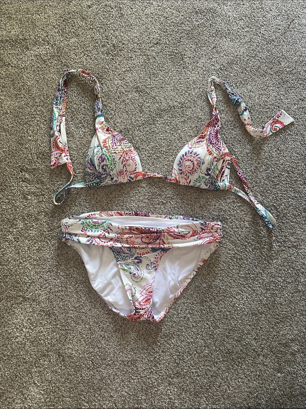Lauren Ralph Lauren White Paisley Bikini with Multicolor Accents